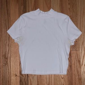 Cropped White Mock Neck